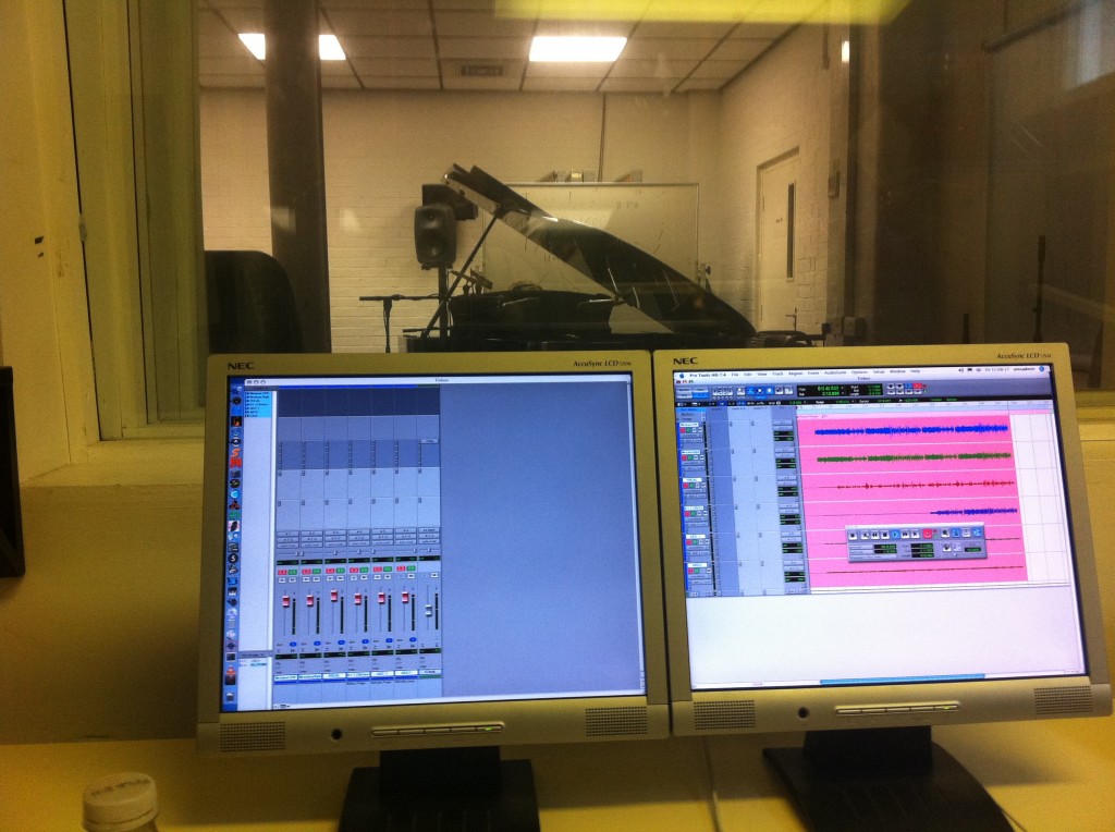 Recording piano at Goldsmiths university